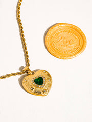 Green with Love Heart Pendant Necklace