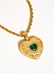 Green with Love Heart Pendant Necklace