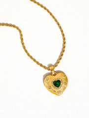 Green with Love Heart Pendant Necklace